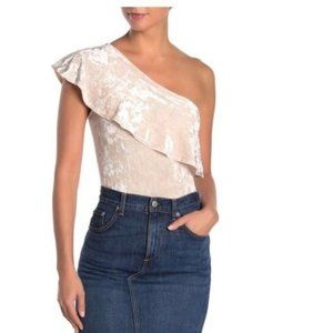 Love, Fire Pink Cream Velvet Bodysuit Top Sz XS